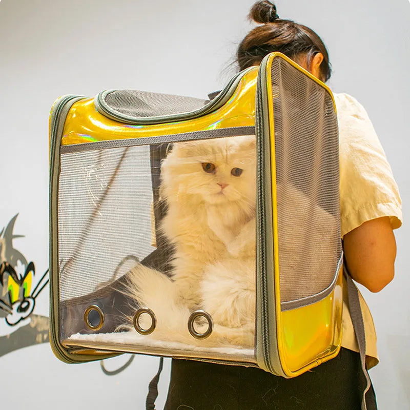 Mochila De Transporte para gatos y mascotas, bolso de hombro transpirable
