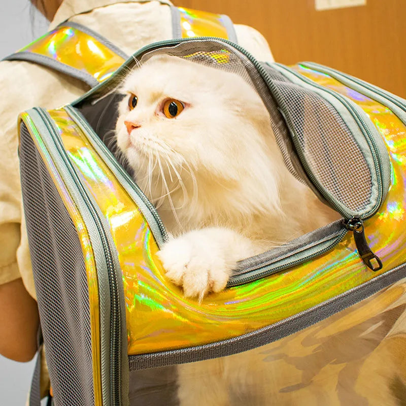Mochila De Transporte para gatos y mascotas, bolso de hombro transpirable