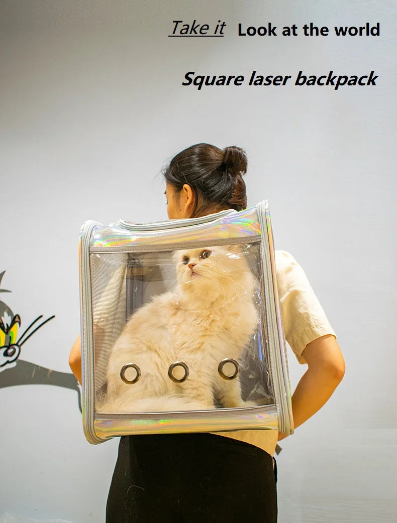 Mochila De Transporte para gatos y mascotas, bolso de hombro transpirable