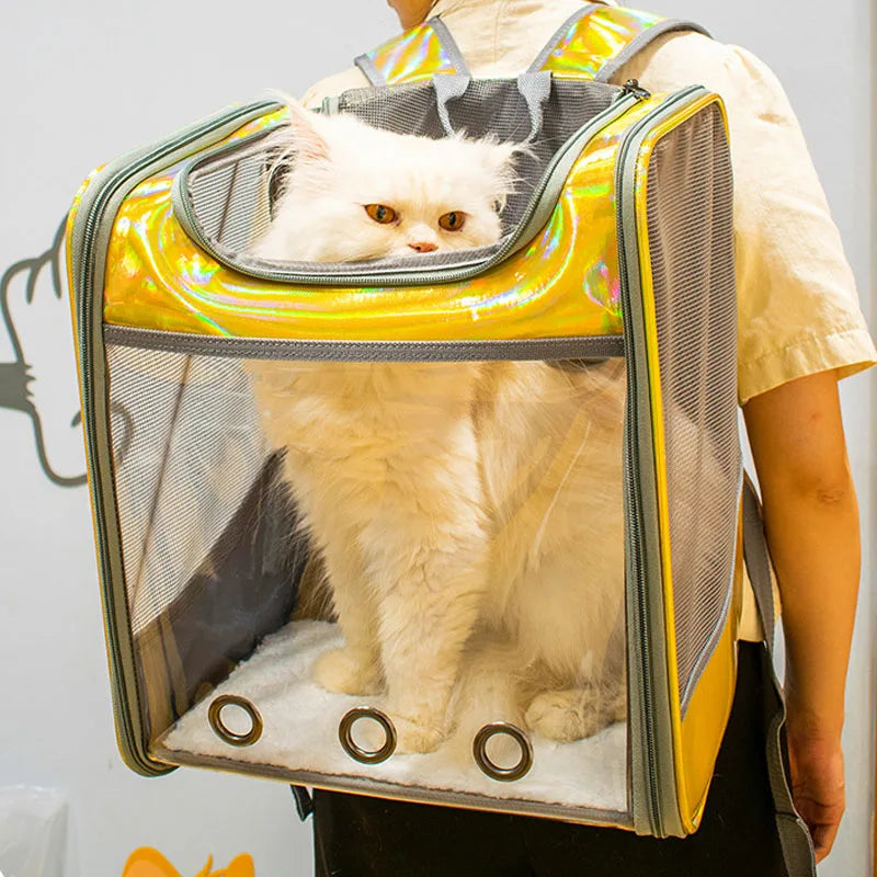 Mochila De Transporte para gatos y mascotas, bolso de hombro transpirable
