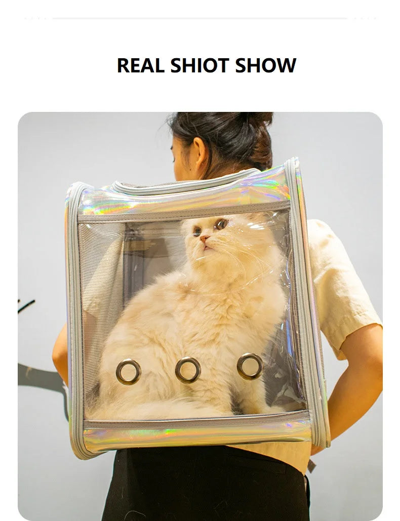 Mochila De Transporte para gatos y mascotas, bolso de hombro transpirable