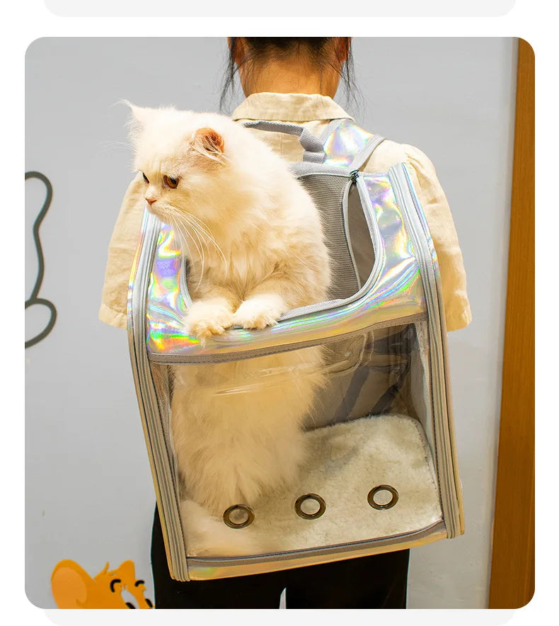 Mochila De Transporte para gatos y mascotas, bolso de hombro transpirable