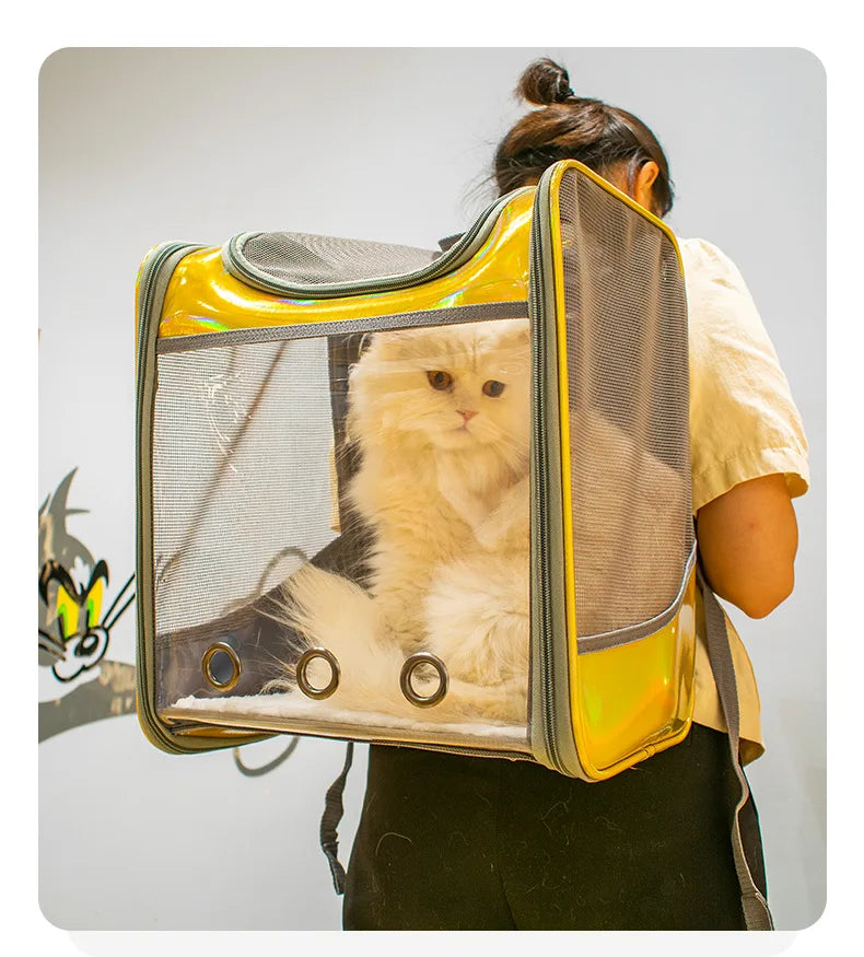 Mochila De Transporte para gatos y mascotas, bolso de hombro transpirable