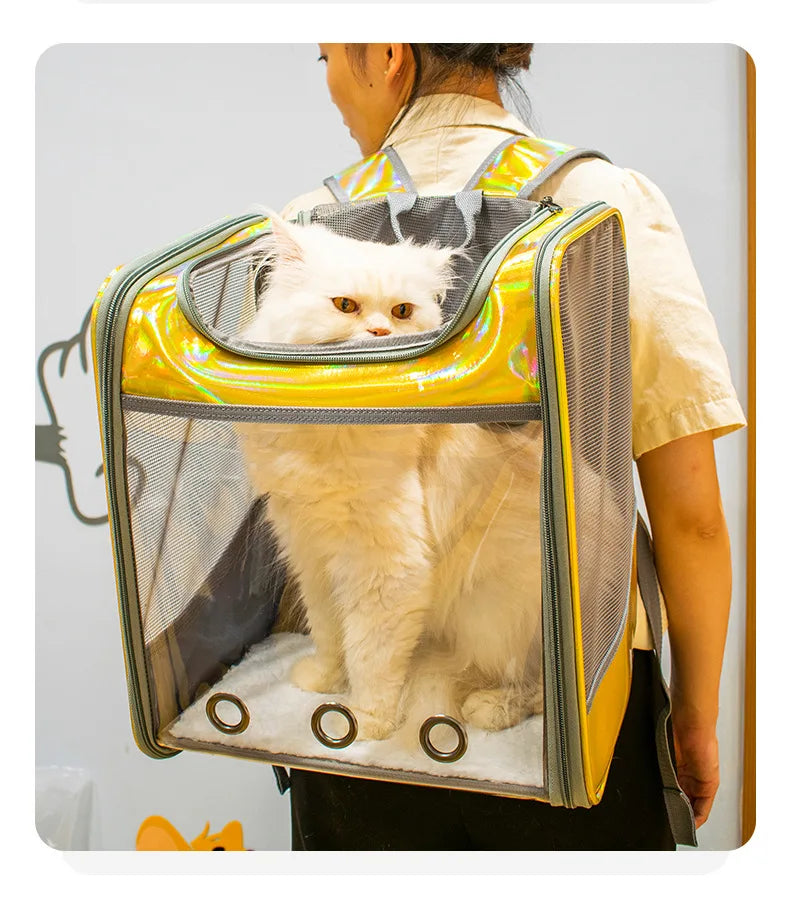 Mochila De Transporte para gatos y mascotas, bolso de hombro transpirable