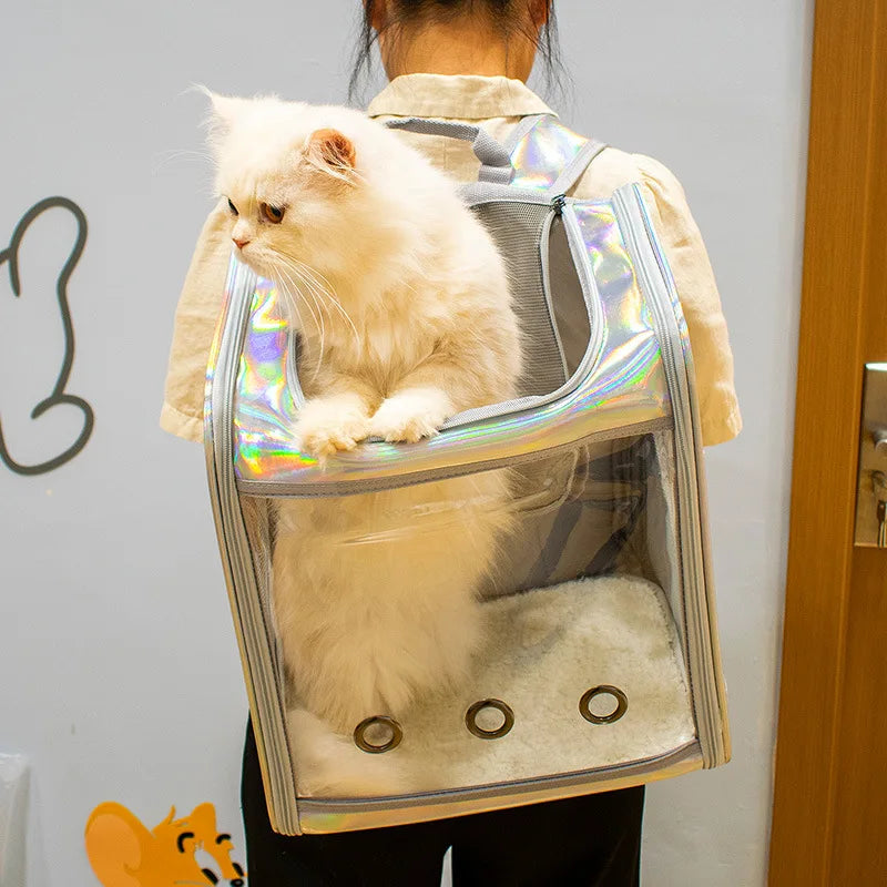 Mochila De Transporte para gatos y mascotas, bolso de hombro transpirable