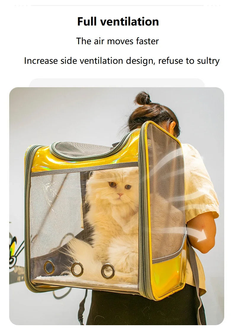 Mochila De Transporte para gatos y mascotas, bolso de hombro transpirable