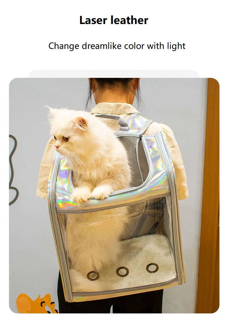 Mochila De Transporte para gatos y mascotas, bolso de hombro transpirable