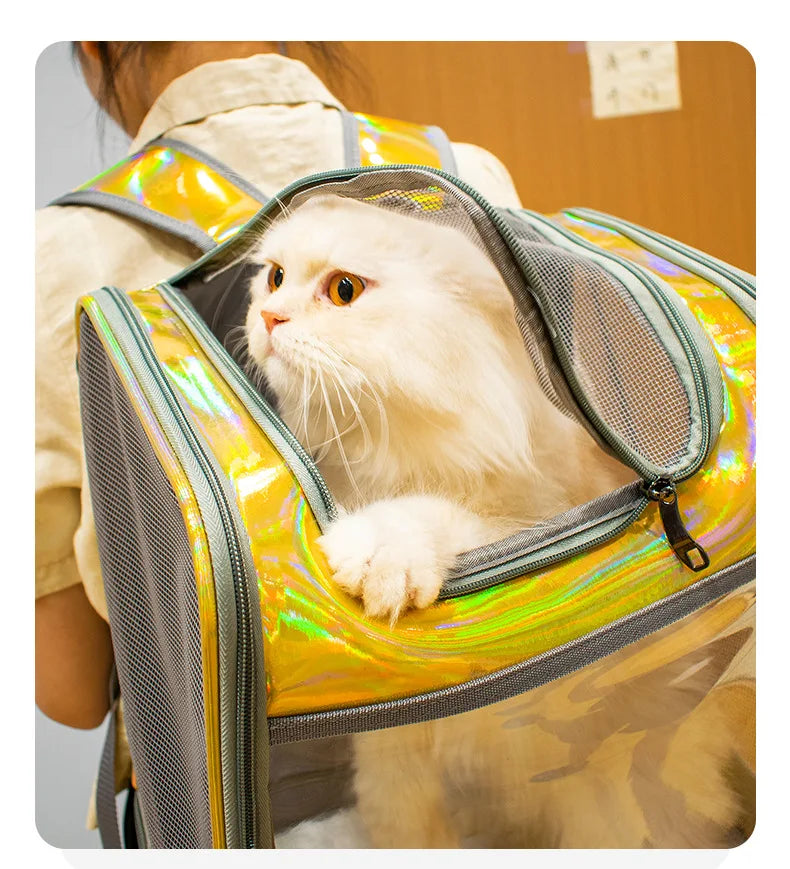 Mochila De Transporte para gatos y mascotas, bolso de hombro transpirable