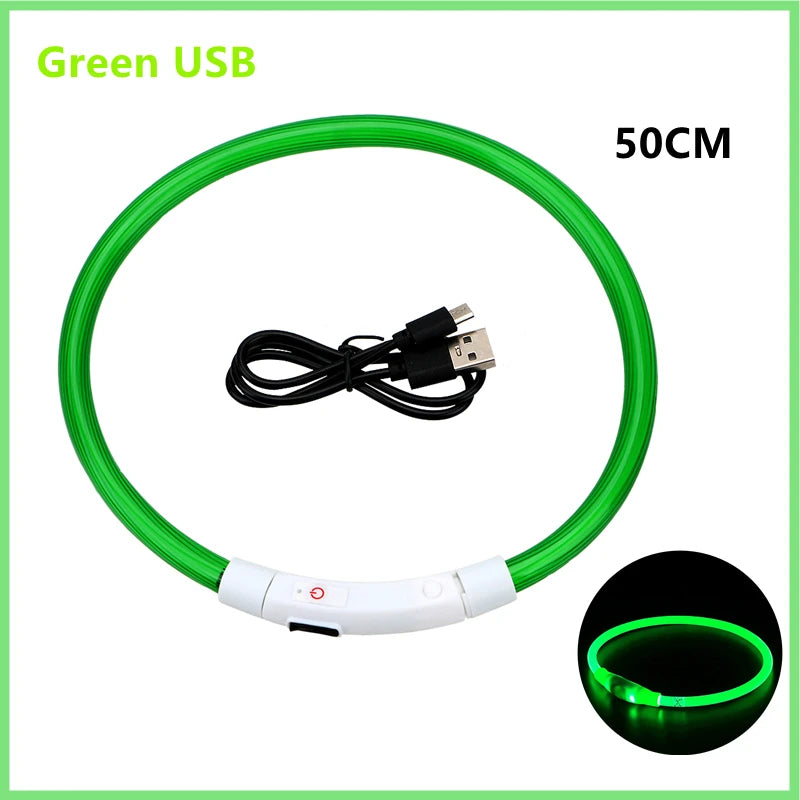Collar Luminoso Recargable por USB, Collar Ajustable con Luz LED