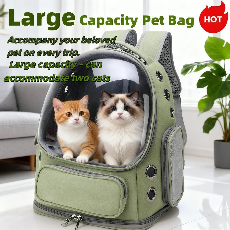 Mochila transportadora transparente para gatos, bolso de hombro transpirable duradero para exteriores