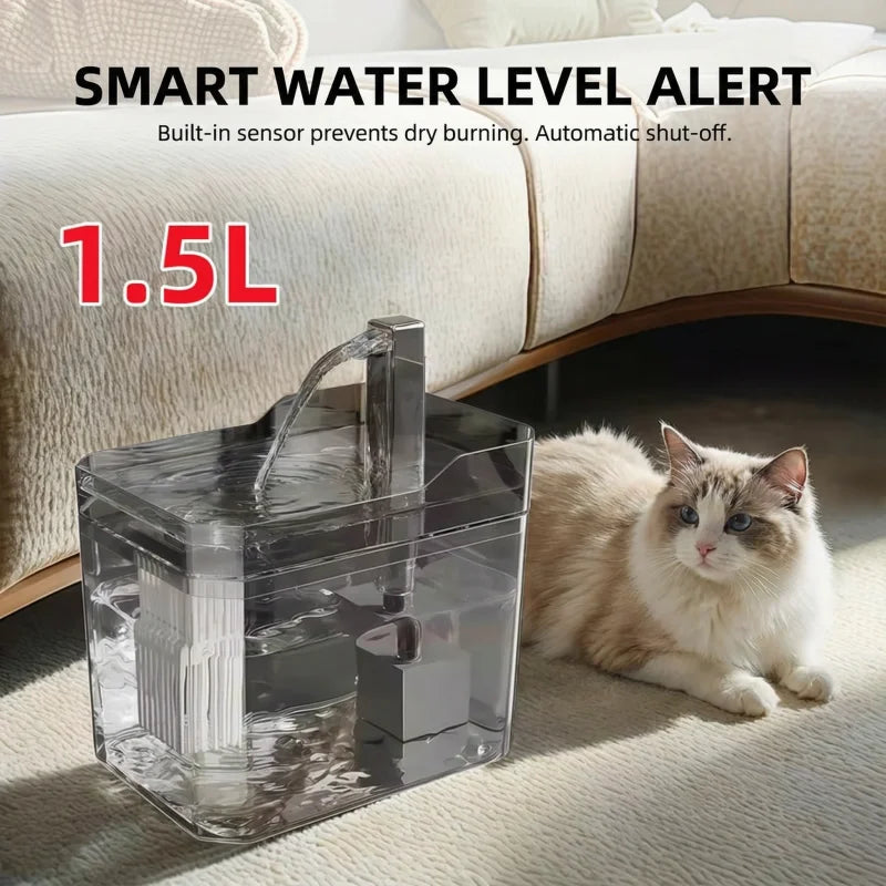 Bebedero Automático para Gatos de 1.5L con Filtro USB,