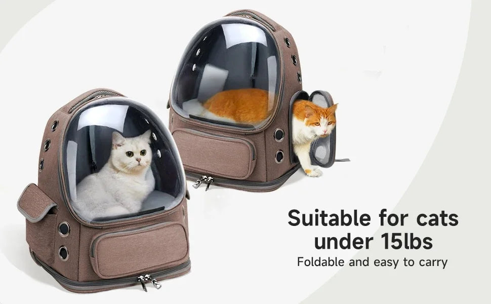 Mochila transportadora transparente para gatos, bolso de hombro transpirable duradero para exteriores