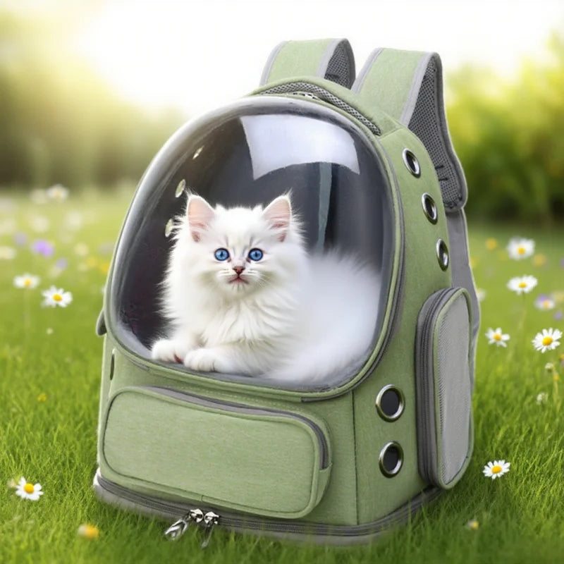 Mochila transportadora transparente para gatos, bolso de hombro transpirable duradero para exteriores
