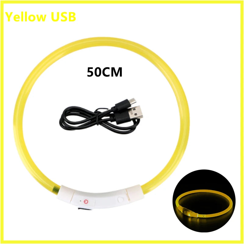 Collar Luminoso Recargable por USB, Collar Ajustable con Luz LED