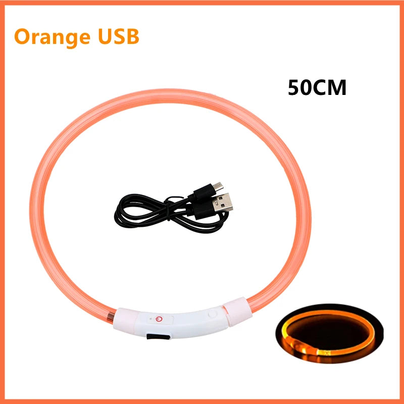 Collar Luminoso Recargable por USB, Collar Ajustable con Luz LED