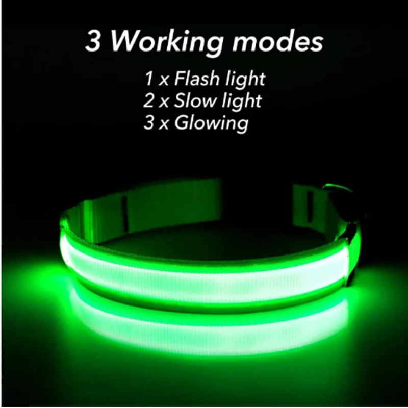 Collar Luminoso Recargable por USB, Collar Ajustable con Luz LED