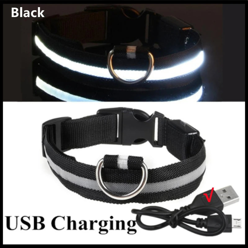 Collar Luminoso Recargable por USB, Collar Ajustable con Luz LED