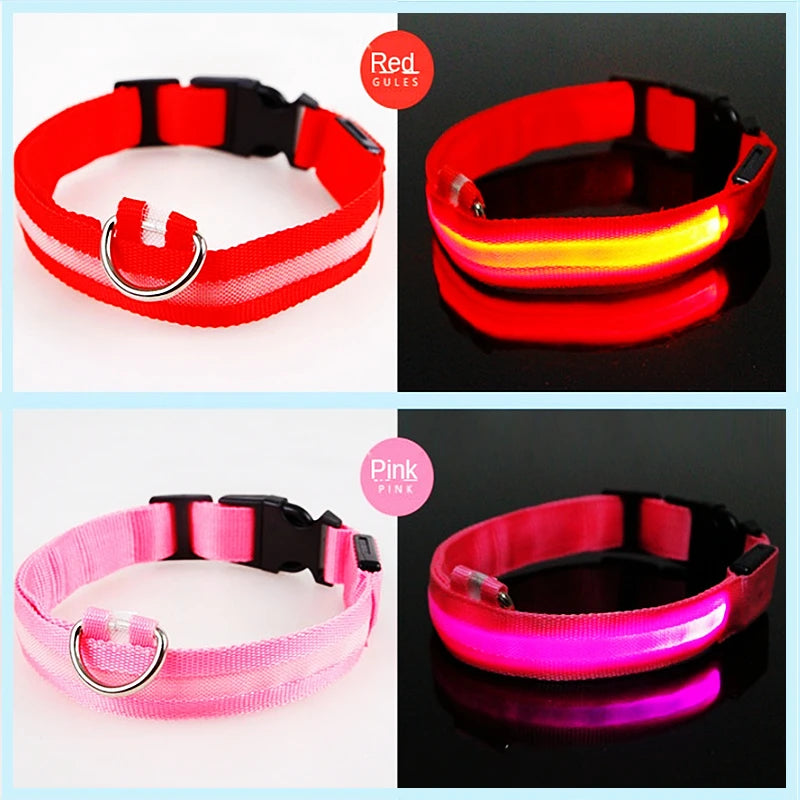 Collar Luminoso Recargable por USB, Collar Ajustable con Luz LED