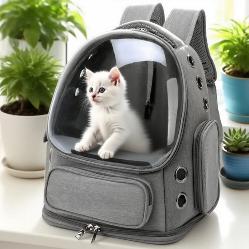 Mochila transportadora transparente para gatos, bolso de hombro transpirable duradero para exteriores