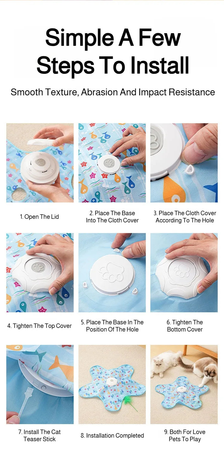 Juguete inteligente inalámbrico automático para gatos resistente a mordeduras 360 °   Sensor de rotación