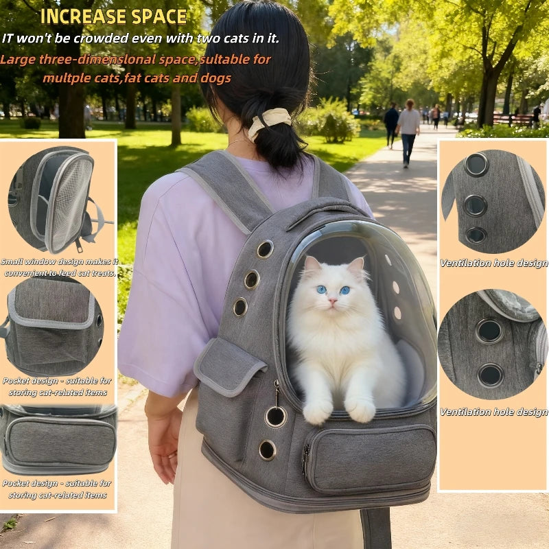 Mochila transportadora transparente para gatos, bolso de hombro transpirable duradero para exteriores
