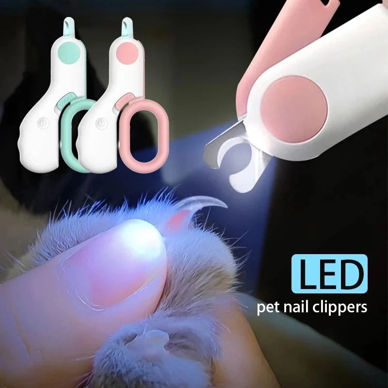 Cortadora de uñas con luz LED para perros y gatos, cortadora profesional de garras para mascotas