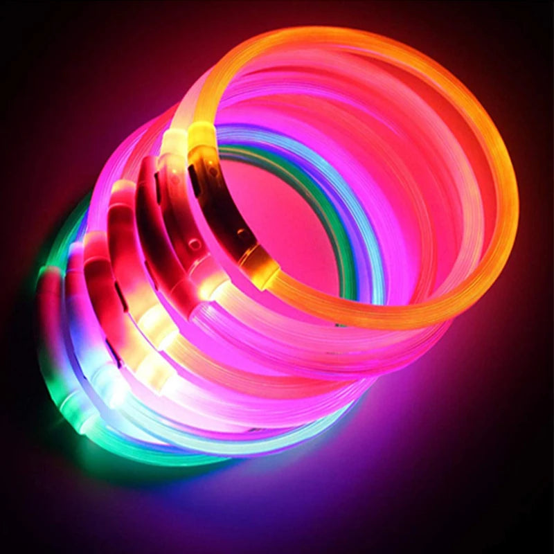 Collar Luminoso Recargable por USB, Collar Ajustable con Luz LED