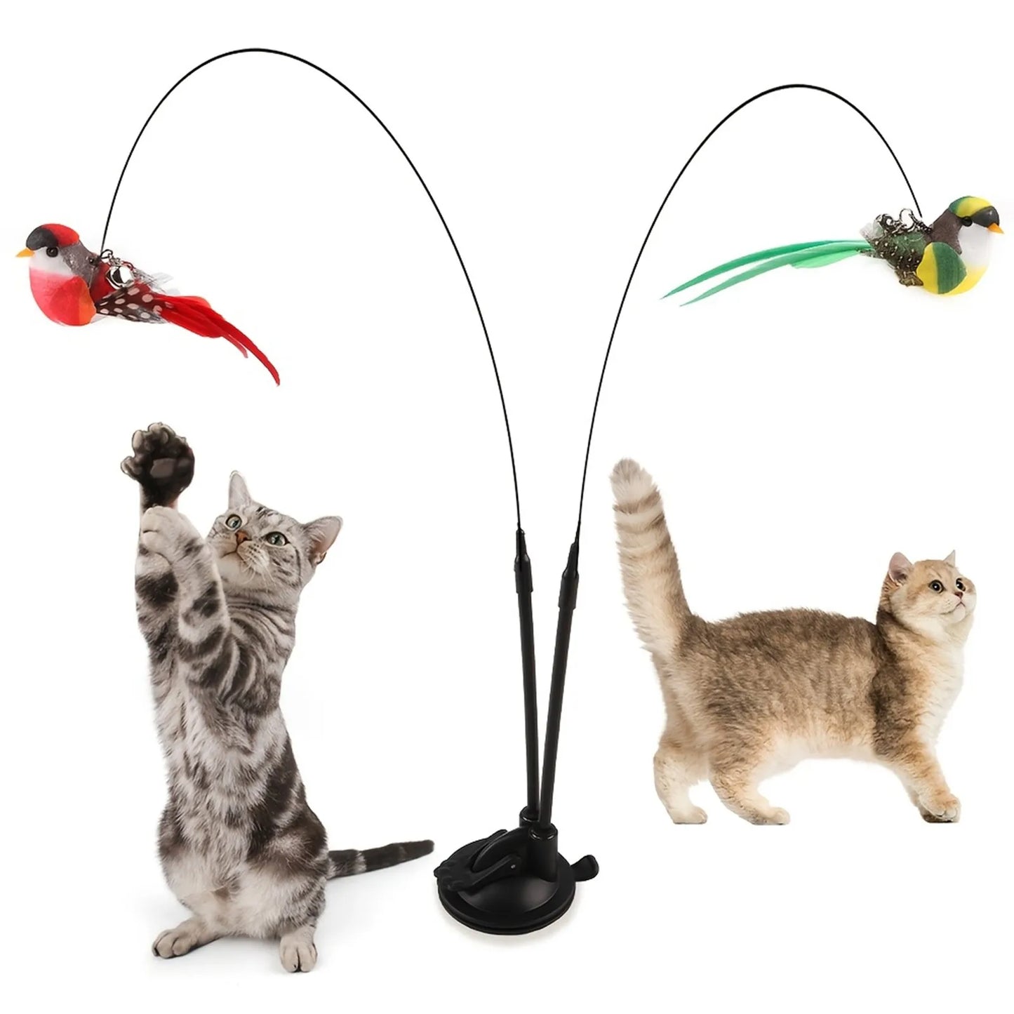 Varita interactiva para gatos, Base de succión antideslizante y diseño de agarre de doble