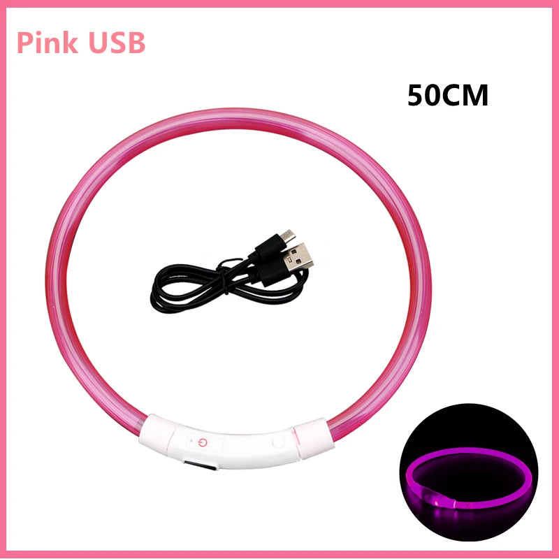 Collar Luminoso Recargable por USB, Collar Ajustable con Luz LED