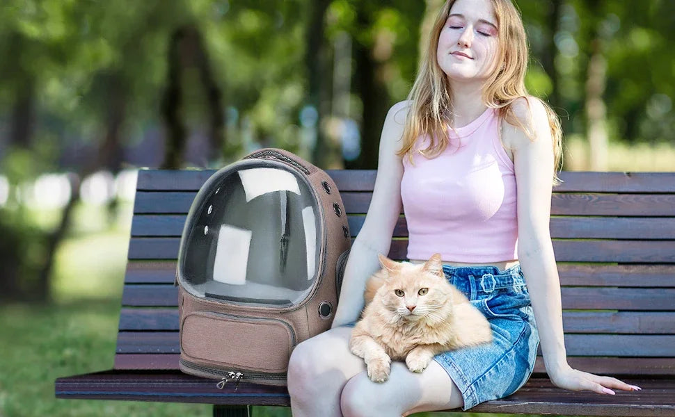 Mochila transportadora transparente para gatos, bolso de hombro transpirable duradero para exteriores