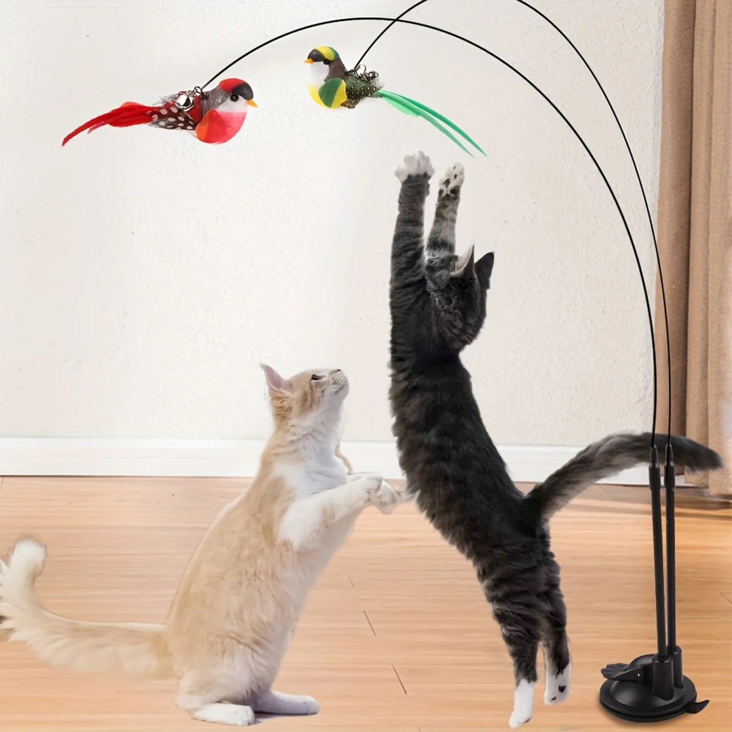 Varita interactiva para gatos, Base de succión antideslizante y diseño de agarre de doble