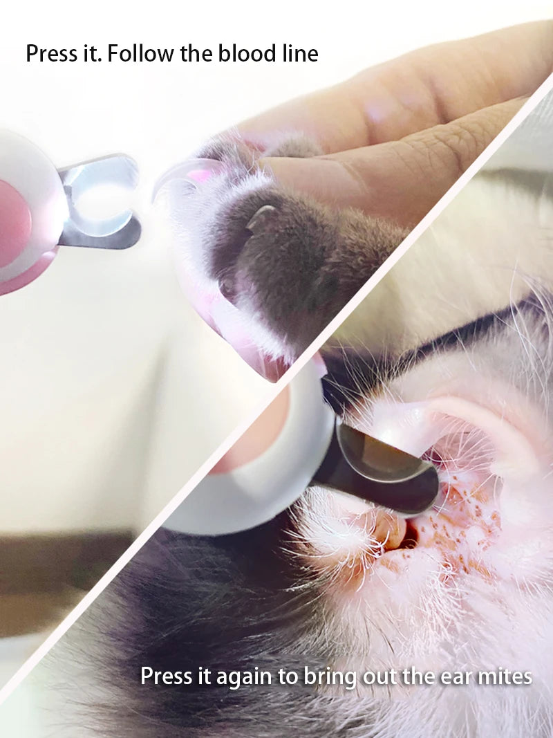 Cortadora de uñas con luz LED para perros y gatos, cortadora profesional de garras para mascotas