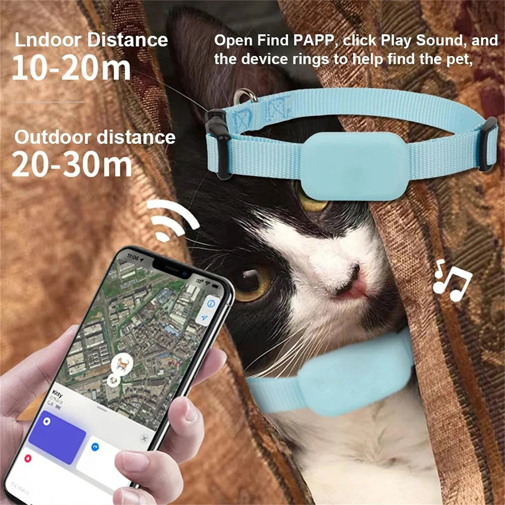 Rastreador GPS para Mascotas con Collar Ajustable, Localizador Inteligente para Perros y Gatos