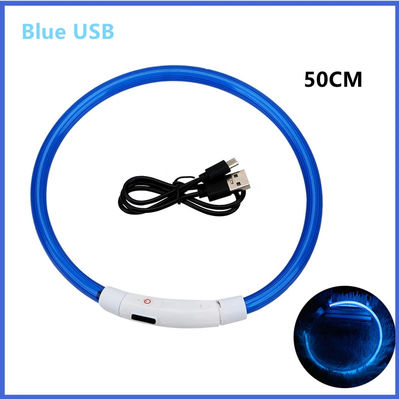 Collar Luminoso Recargable por USB, Collar Ajustable con Luz LED