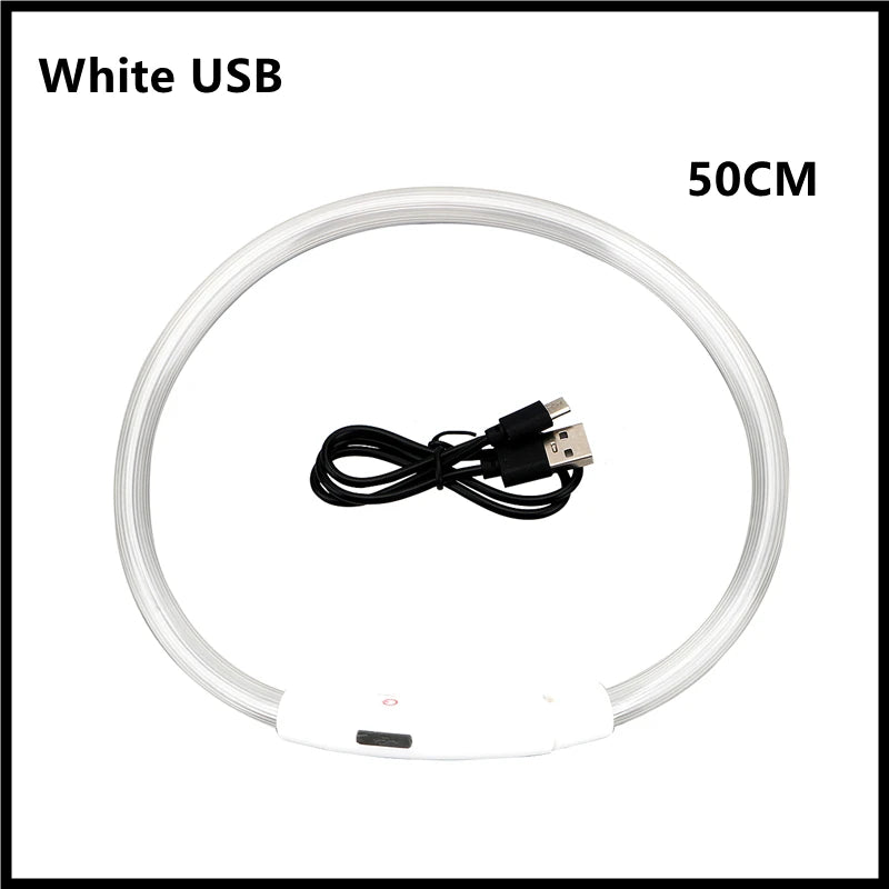 Collar Luminoso Recargable por USB, Collar Ajustable con Luz LED