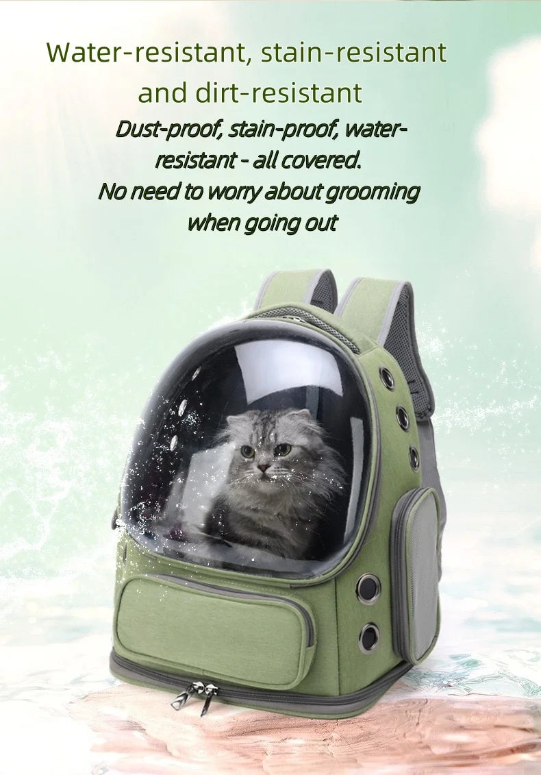 Mochila transportadora transparente para gatos, bolso de hombro transpirable duradero para exteriores