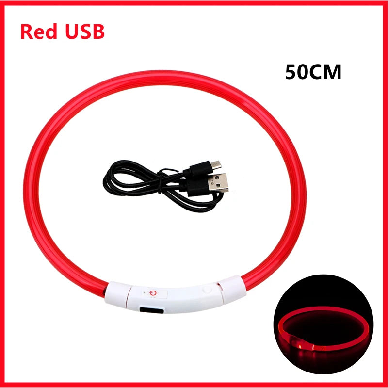 Collar Luminoso Recargable por USB, Collar Ajustable con Luz LED