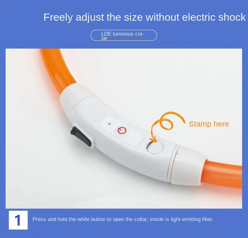 Collar Luminoso Recargable por USB, Collar Ajustable con Luz LED