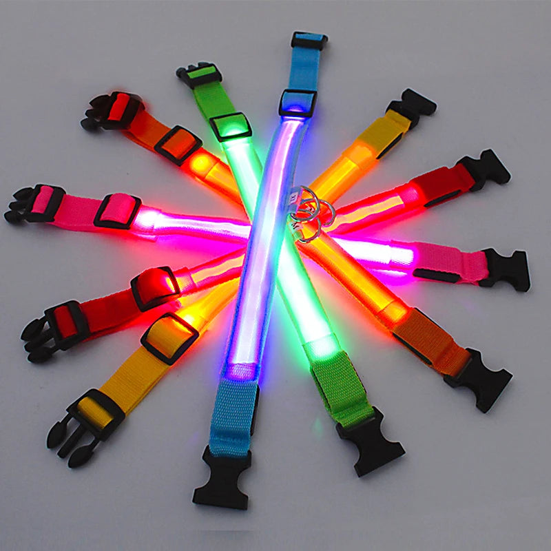 Collar Luminoso Recargable por USB, Collar Ajustable con Luz LED