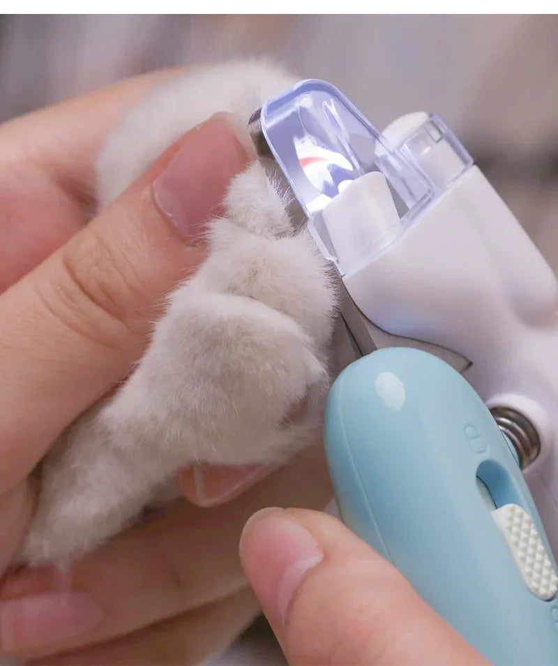 Cortauñas profesional para mascotas con luz Led, tijeras de aseo con garra
