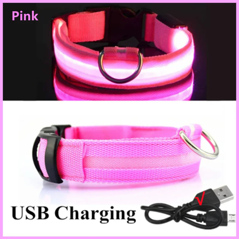 Collar Luminoso Recargable por USB, Collar Ajustable con Luz LED