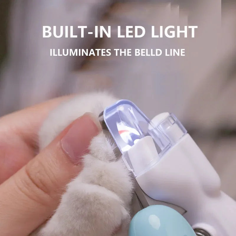 Cortauñas profesional para mascotas con luz Led, tijeras de aseo con garra