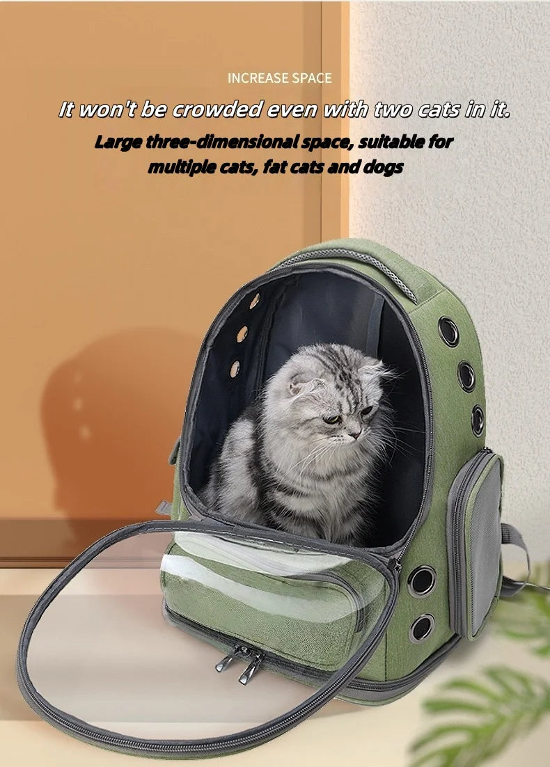 Mochila transportadora transparente para gatos, bolso de hombro transpirable duradero para exteriores