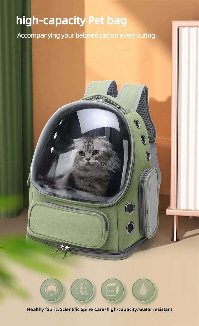 Mochila transportadora transparente para gatos, bolso de hombro transpirable duradero para exteriores