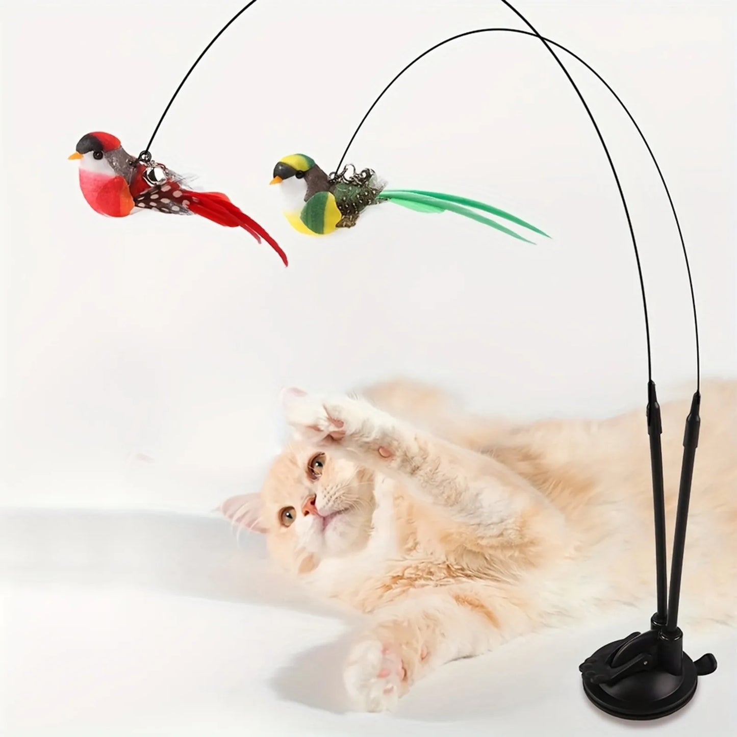 Varita interactiva para gatos, Base de succión antideslizante y diseño de agarre de doble