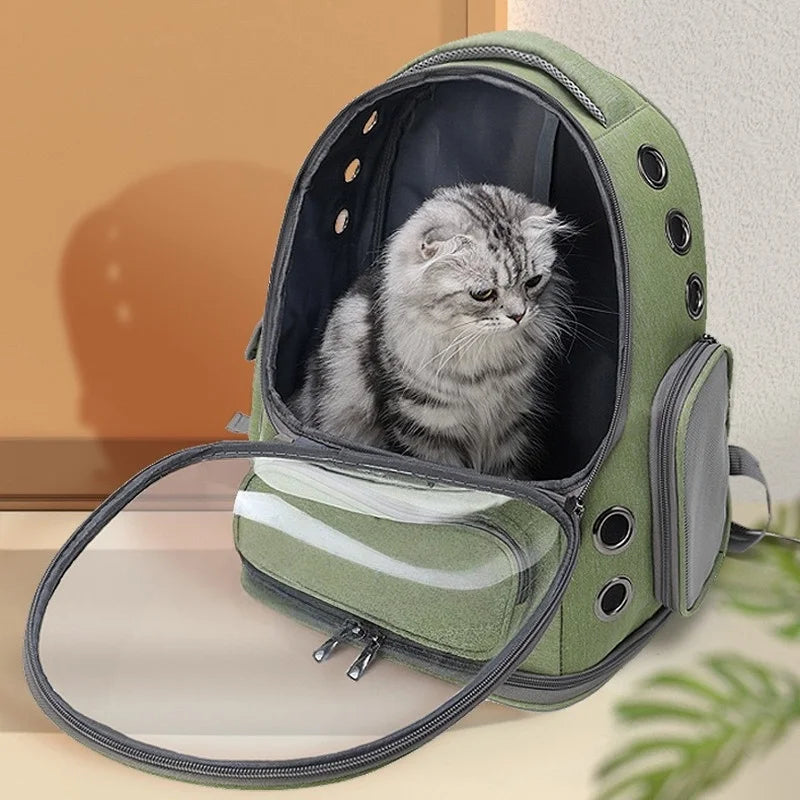 Mochila transportadora transparente para gatos, bolso de hombro transpirable duradero para exteriores