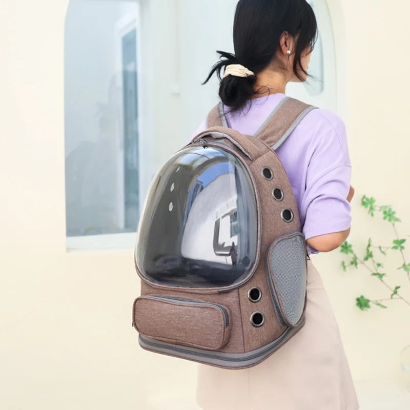 Mochila transportadora transparente para gatos, bolso de hombro transpirable duradero para exteriores
